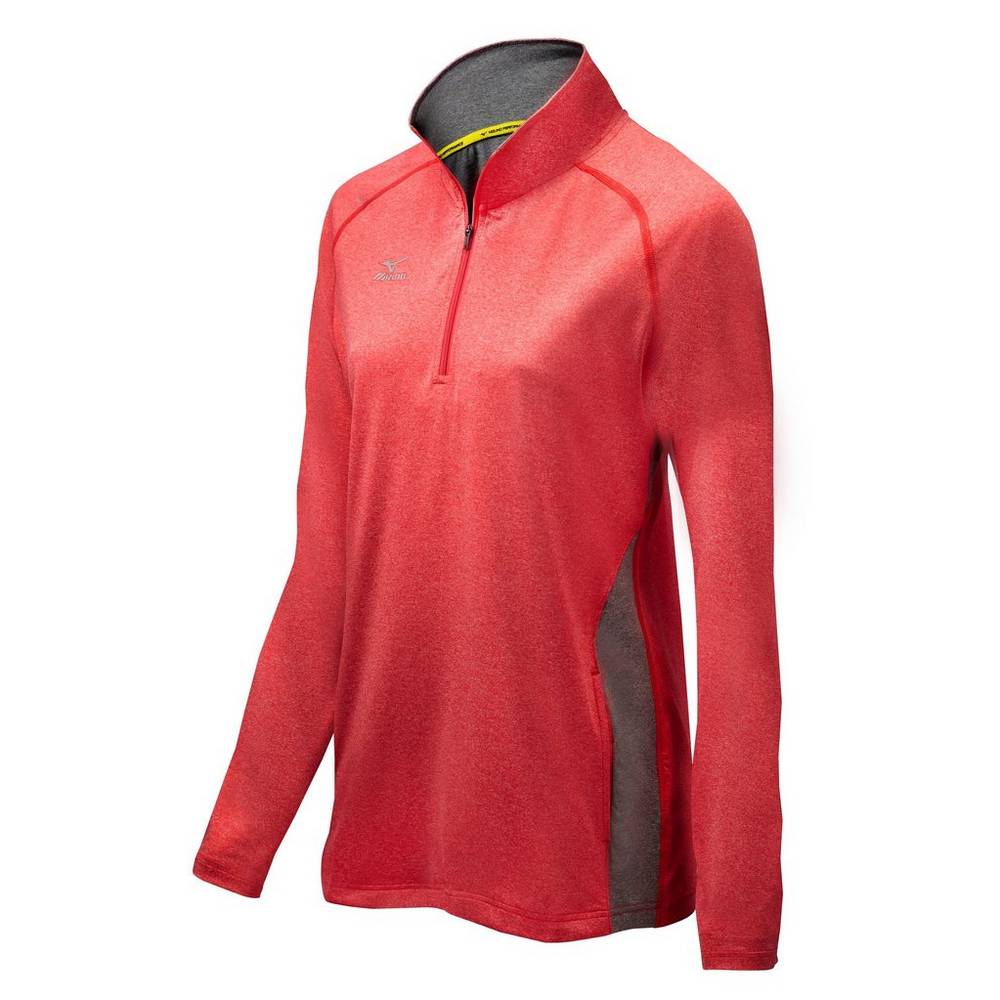 Casaco Mizuno Fire 1/2 Zip - Mulher - Vermelhas/Cinzentas - VEMJN3724